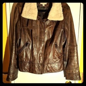 Vintage Reiss Shearling Leather Bomber Jacket